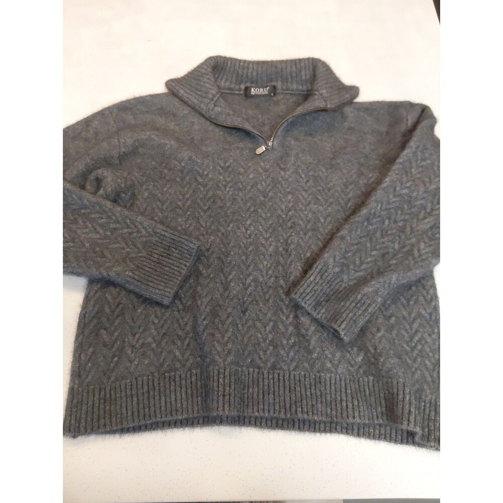 KORU  1/4 Zip Sweater Jumper Merino Wool Possum Fur Silk XL (Small For XL)